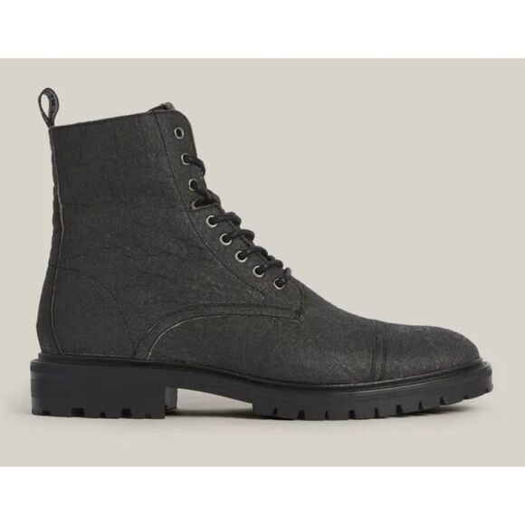 All Saints Bodega Vegan Leather Boots in Distressed Black Size 10 ~ Pristine main image 11